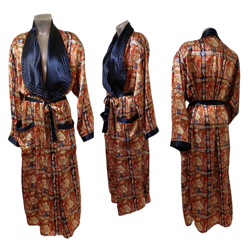 Vtg-80s Gold Label Victoria's Secret Satin Robe Size M/L Loungewear Luxury